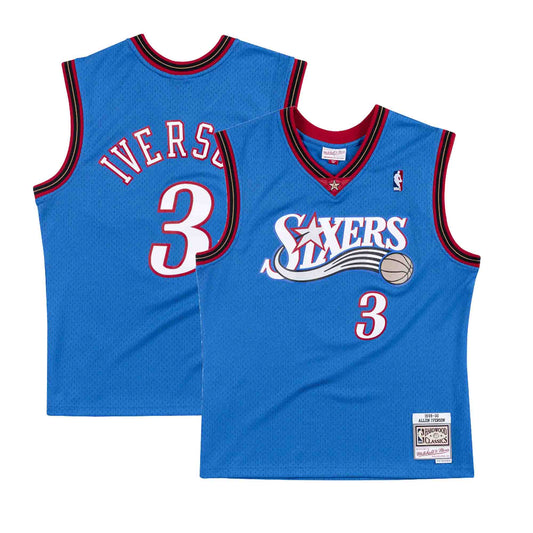 Retro Philadelphia 76ers Iverson #3 Big Meteor White NBA Jersey