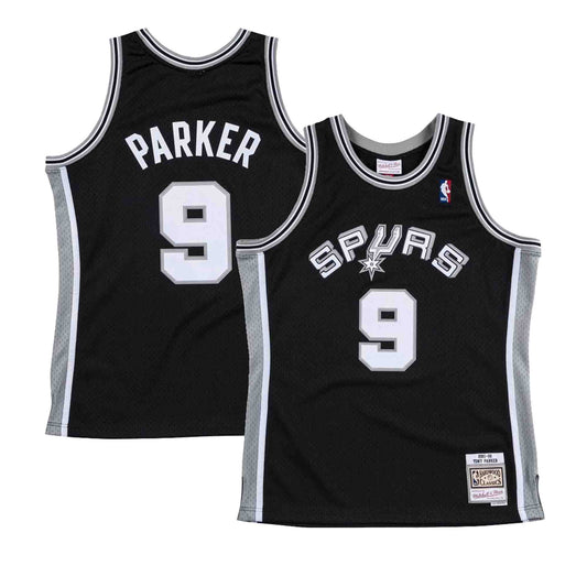 Mitchell & Ness Men's San Antonio Spurs Tony Parker 2001-02 Swingman Jersey, Black / L