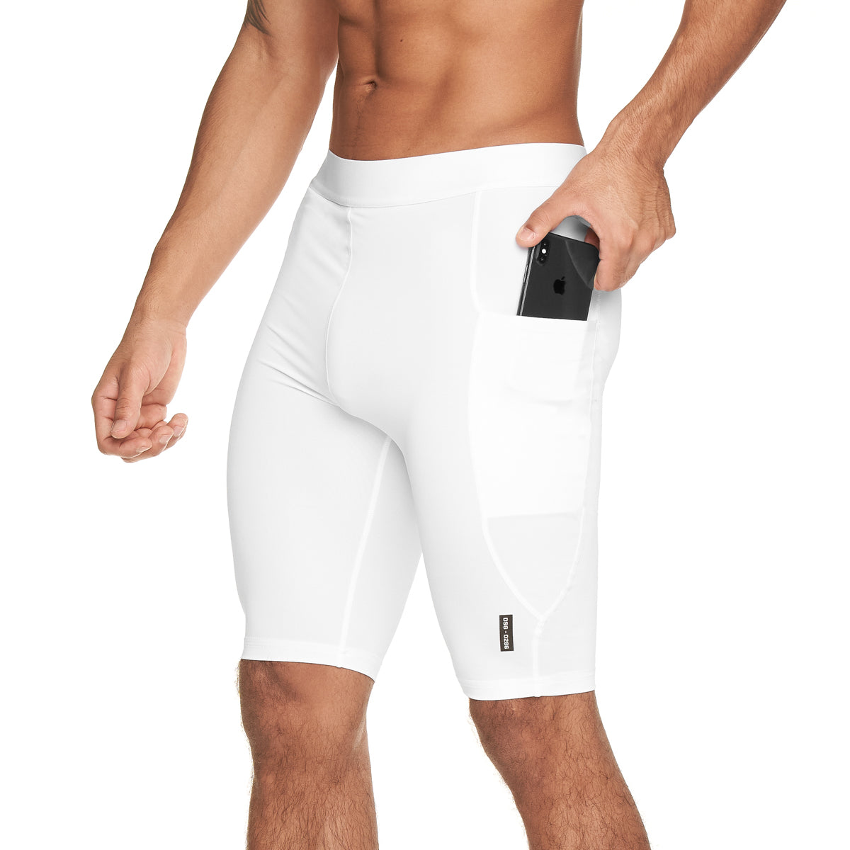 0286. Creora® Side Pocket Compression Short - White - ASRV