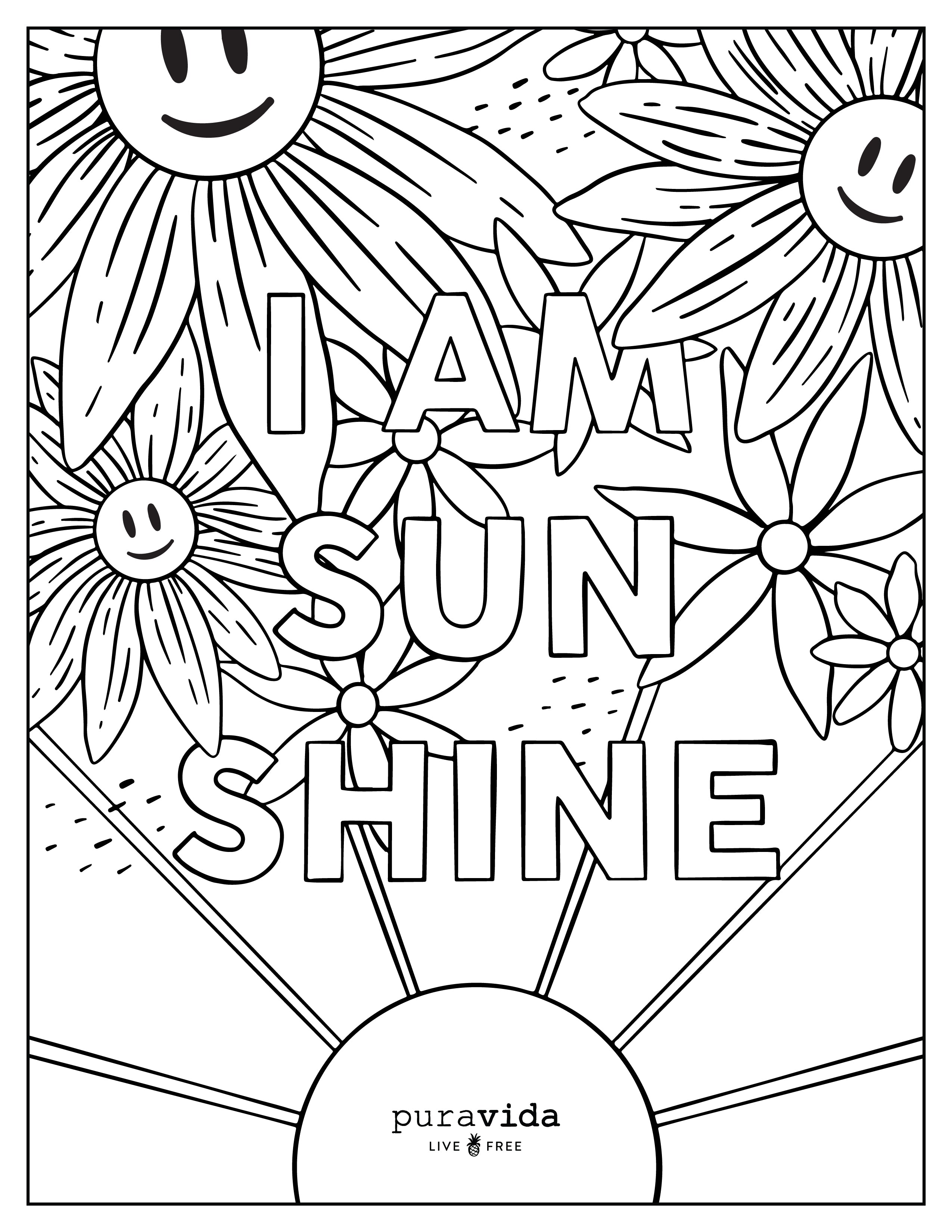 Spring Coloring Sheet - I Am Sunshine