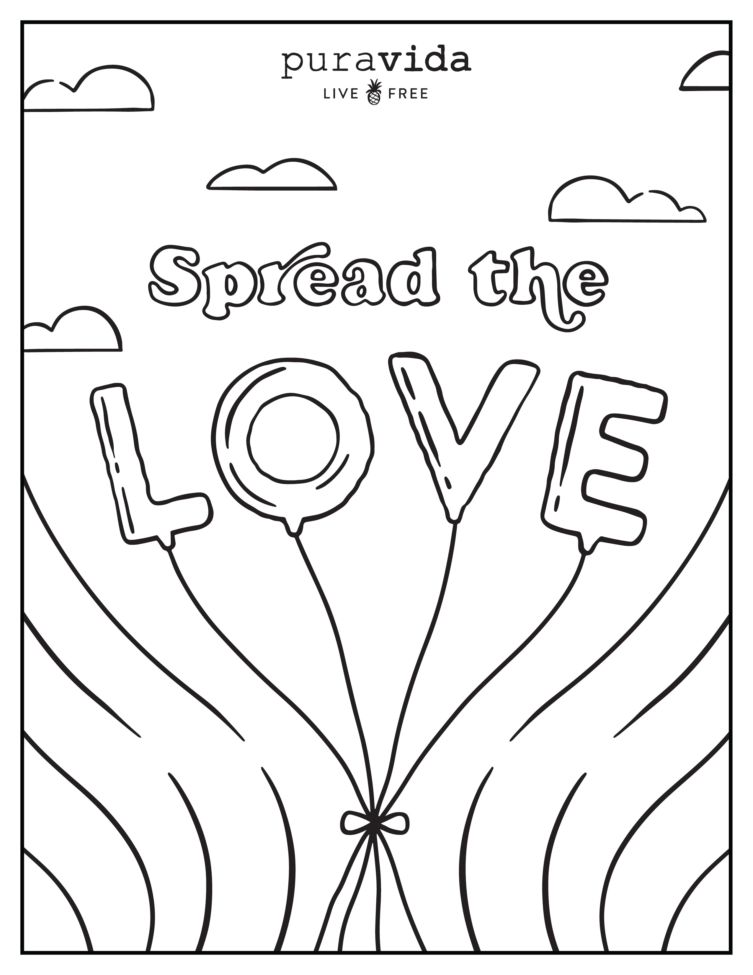 Pura Vida Pride Coloring Sheets - Spread the Love