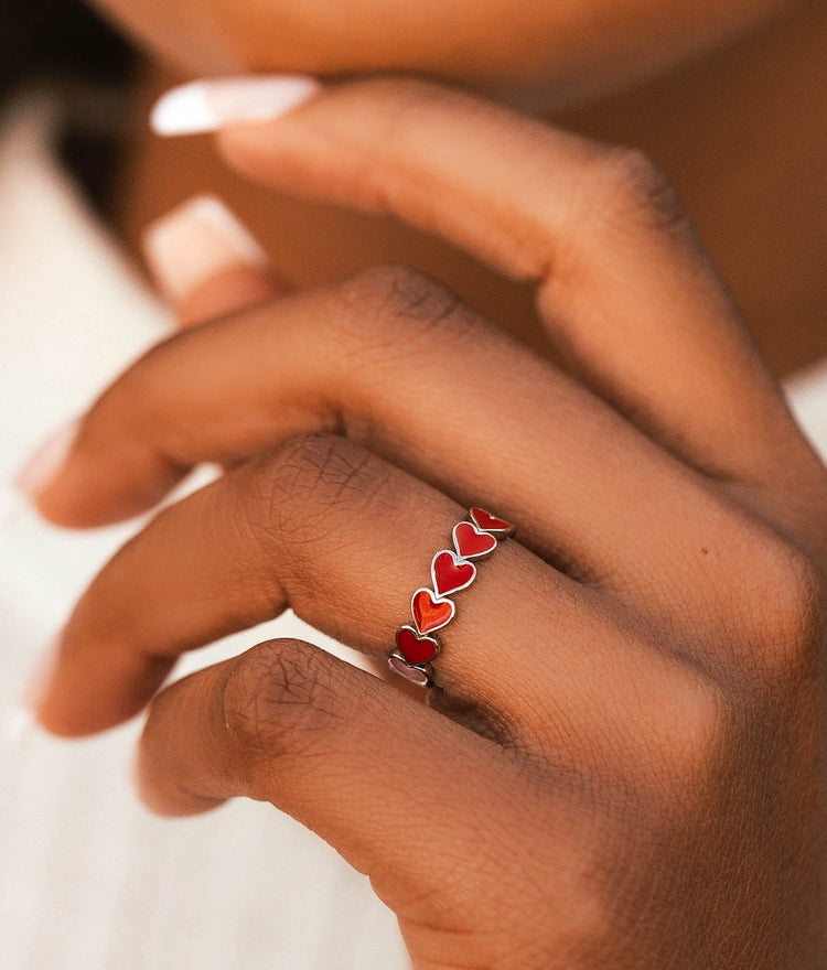 love hearts band ring