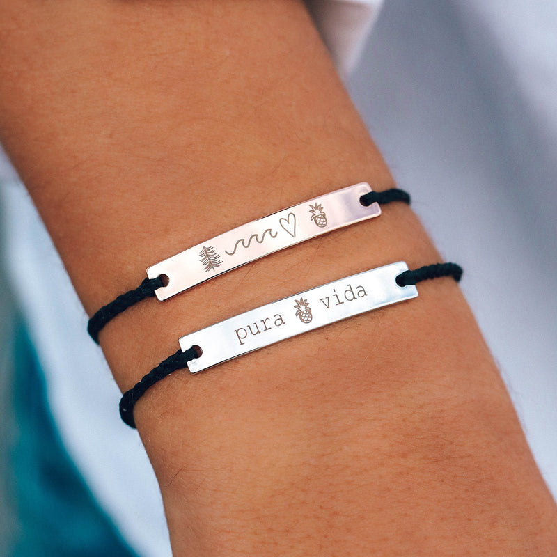 Buy Custom Bracelets for Couples, Matching Set of 2 Personalized Black Bar  Bracelets Anniversary His and Hers Engraved Custom Initials and Date Online  in India - Etsy