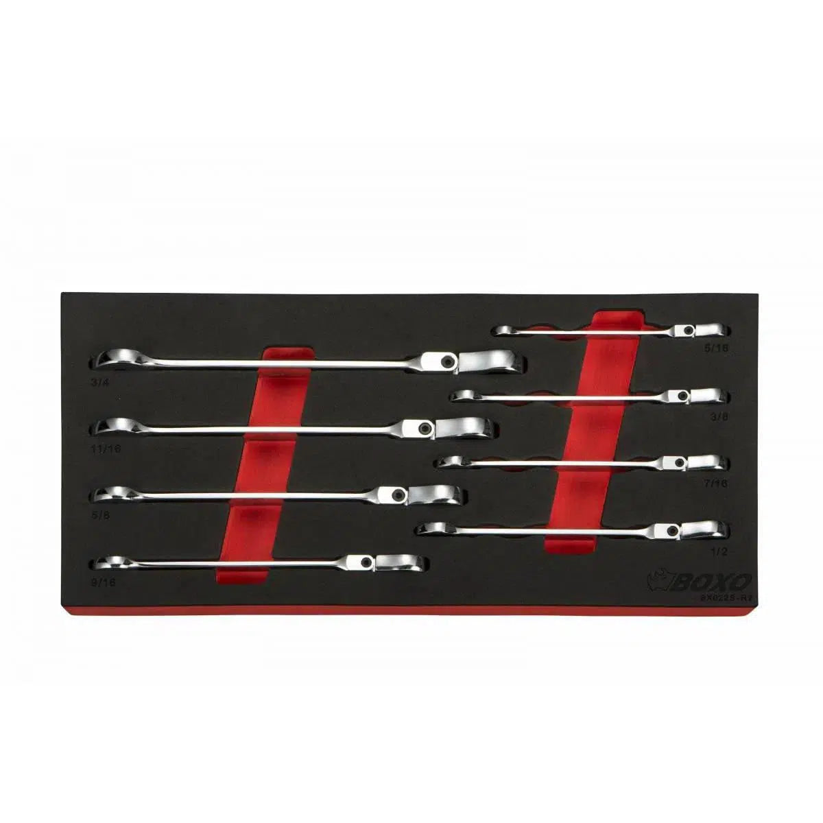 8-Piece SAE Flex Head Ratcheting Wrench Set | 1/3rd EVA Foam
