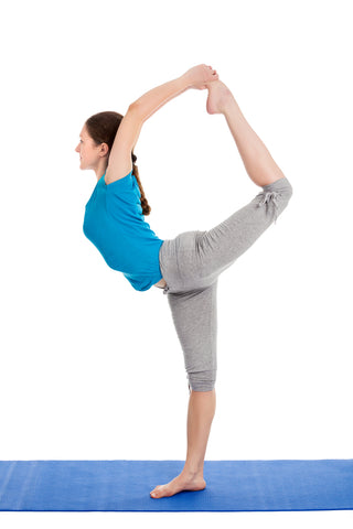 dancer pigeon pose natarajasana yoga back shoulder stretching flexibility easyflexibility kinesiological stretching