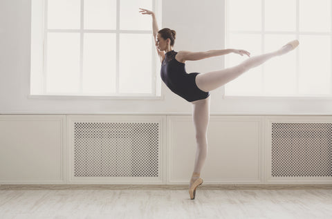 ballet dancer arabesque releve strengthe flexibility ankle foot pointe dance easyflexibility kinesiological stretching