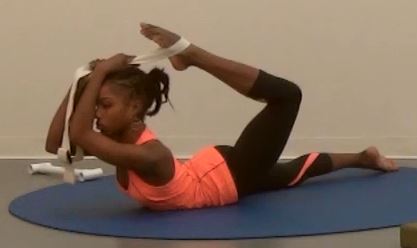 yoga pigeon dancer bow pose strap flexibility stretch kinesiological stretching easyflexibility dance aerial