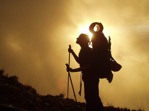 Hiker, mountain gear