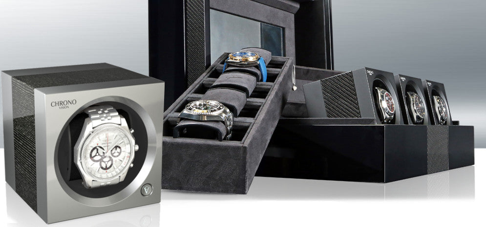 Chronovision watch winder watch case carbon fiber