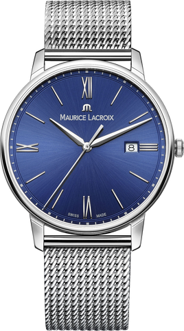 Maurice Lacroix Eliros Date blue dial stainless steel case metal mesh band