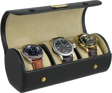 Orbita Verona open leather watch case with 3 watches