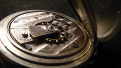 Close up of an old pocket watch timepiece