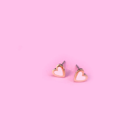 Tiny Light Pink Heart Earrings