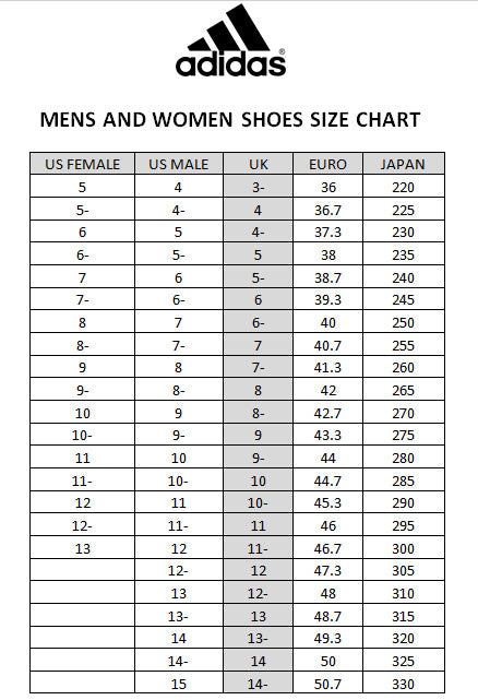 adilette size chart