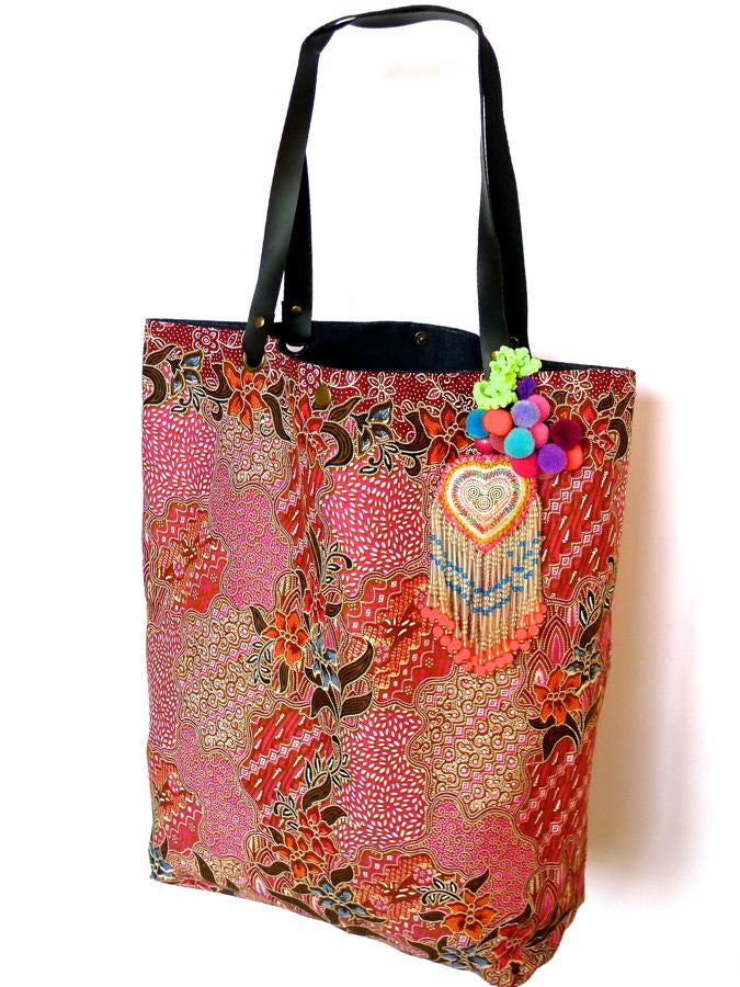 Pink African style Batik print bag with Thai detailing – FTWWL
