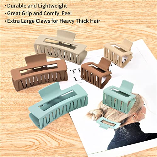 79style 6pcs Big Hair Claw Clips Neutral Colors Hair Clips for Women Thick Hair