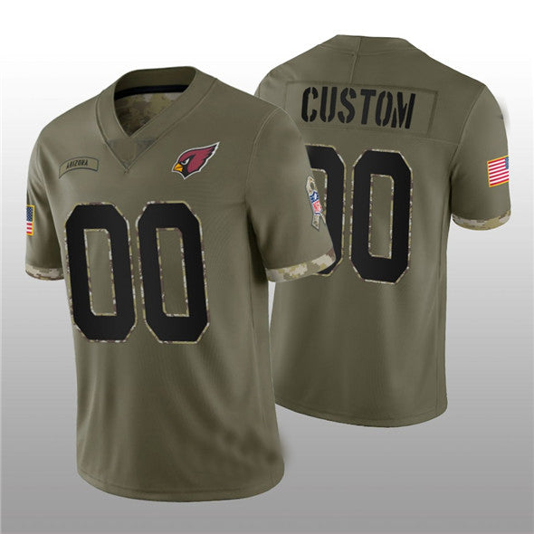 Custom A.Cardinals ACTIVE PLAYER 2022 Olive Salute To Service Limited Stitched Jersey Football Jerseys
