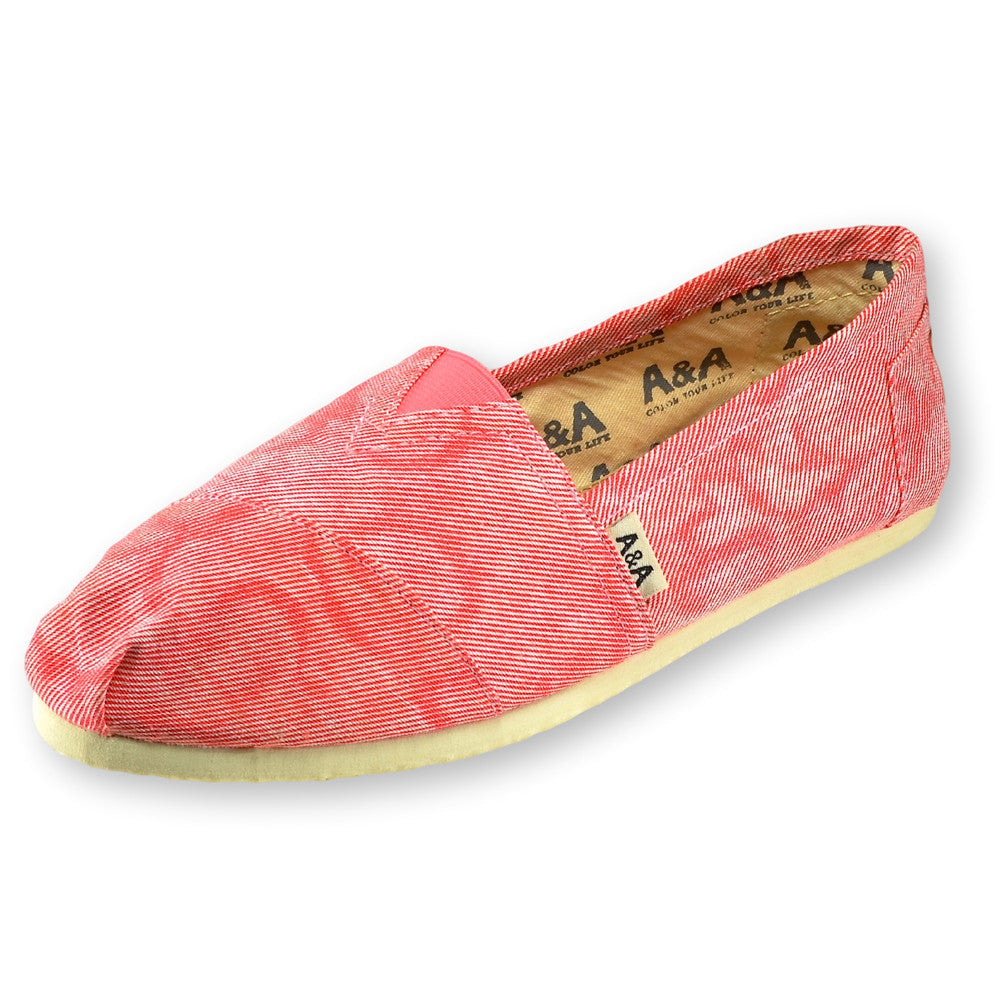 womens red canvas slip on shoes