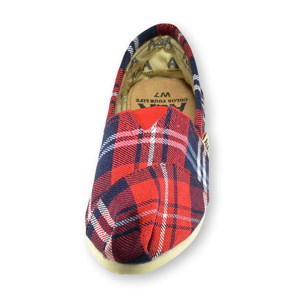 Flannel Canvas Slip On Shoes for Women, Plaid Red Blue | A&A Grower Supply