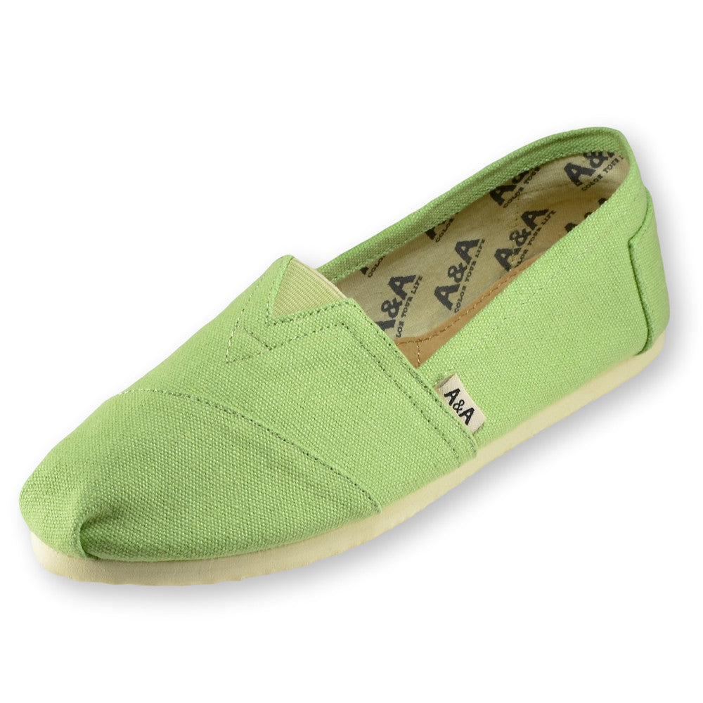 Green Canvas Slip On Shoes for Women - A&A Alpargatas | A&A