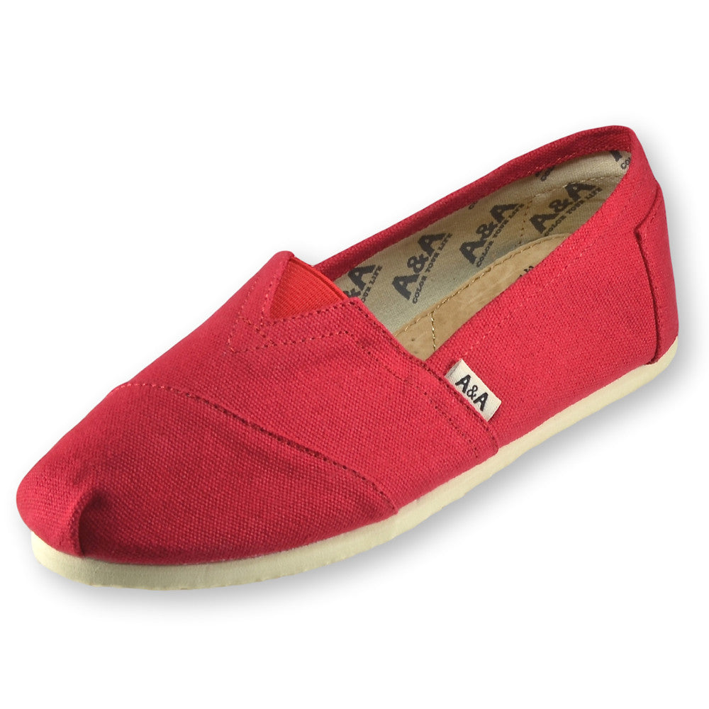 red canvas flats