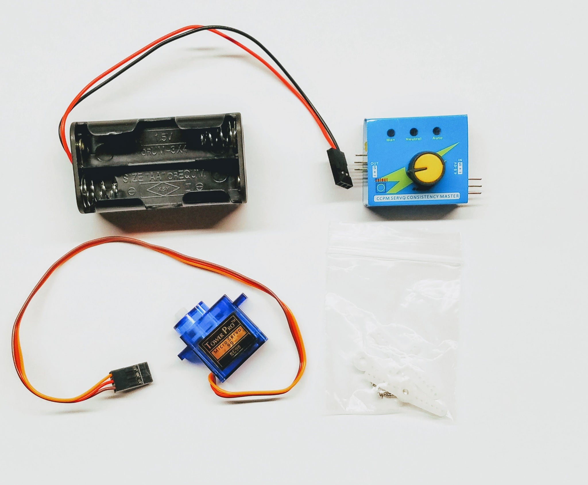 belegd broodje Gelijkmatig Leerling Servo Tester Kit: Single Servo Motor With Battery Holder And Servo Hor –  Barnabas Robotics