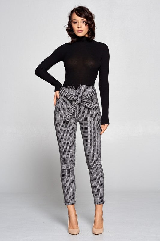 SHEIN Plaid Paper Bag Waist Belted Pants  SHEIN IN