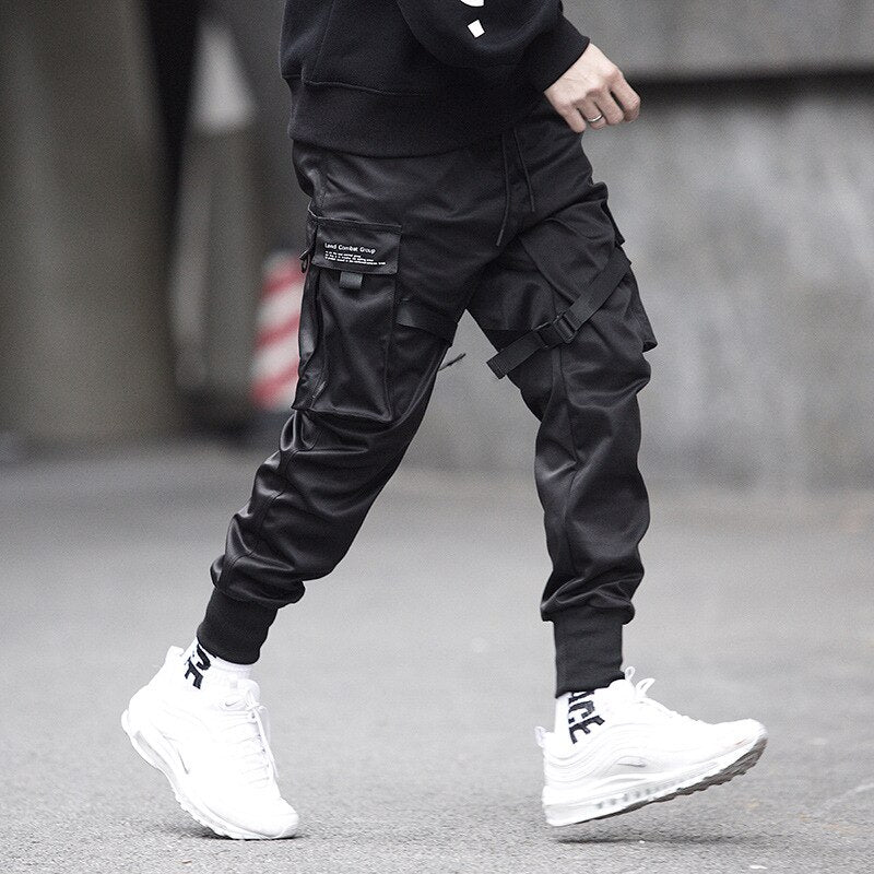 black cargo jogger pants mens