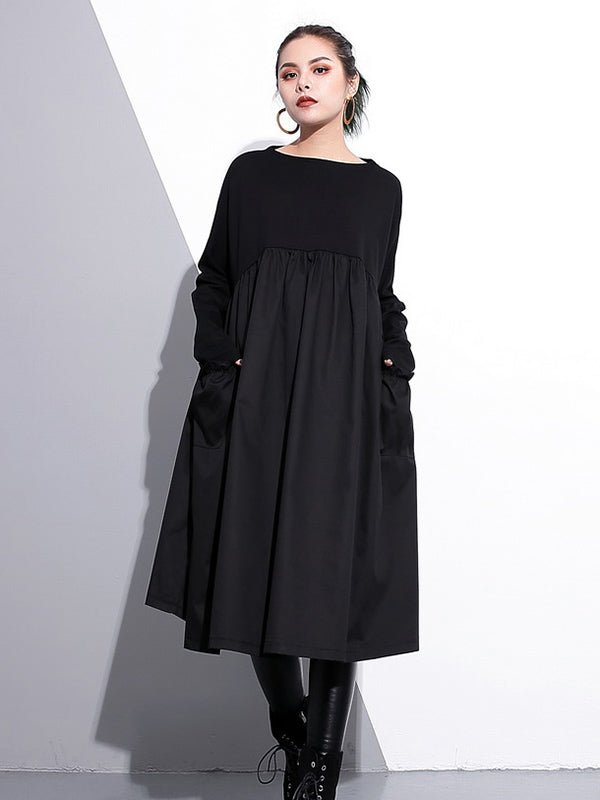 black loose dress with sleeves