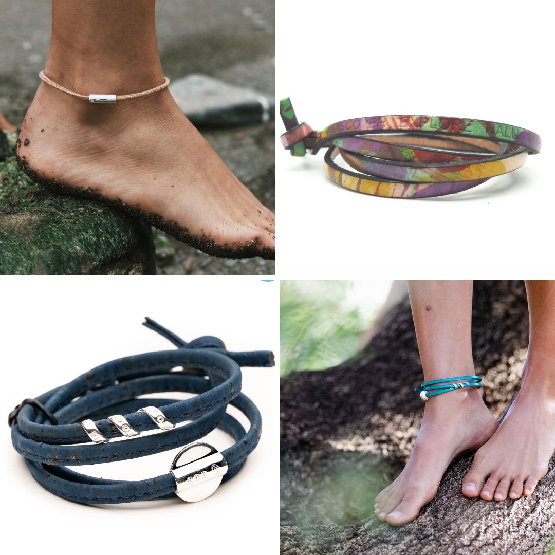 Four different cord and wrap anklets | Festival Jewellery | Nalu Beads