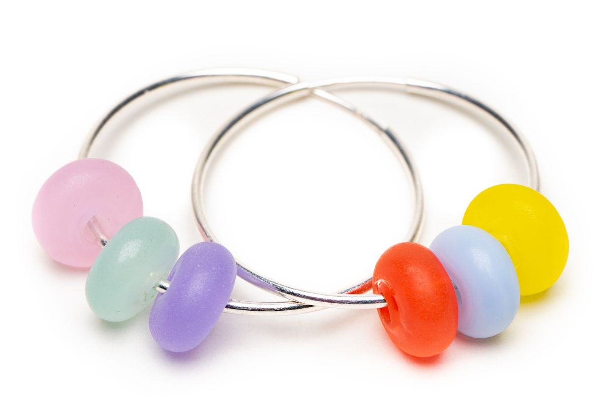 Colour Drop Silver Hoops by Nalu Beads