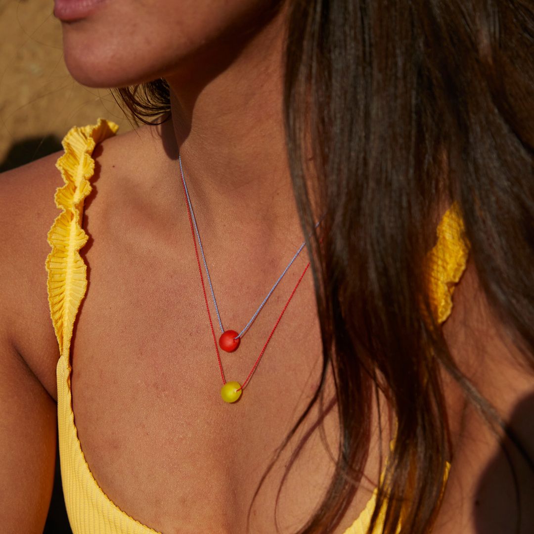 Colour Pop Silk Necklace in oranges and yellows