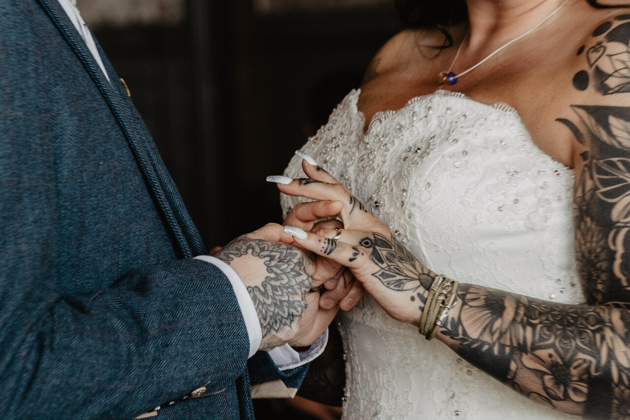 Nalu Beads wrap bracelet worn by bride