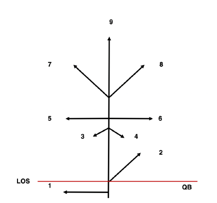 Flag Football Passing Route Tree