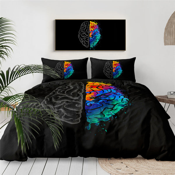 Human Brain Bedding Set Watercolor Duvet Cover Rainbow Colorful Bedclo World Shopping Mall