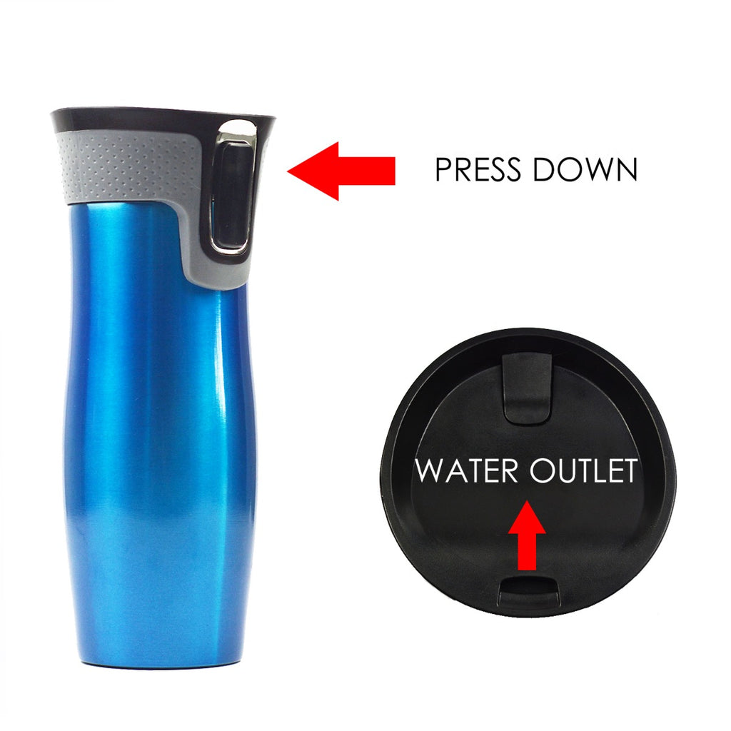 16OZ Autoseal Thermos Coffee Water Bottle Travel Mug Drink Cup Flask Blue