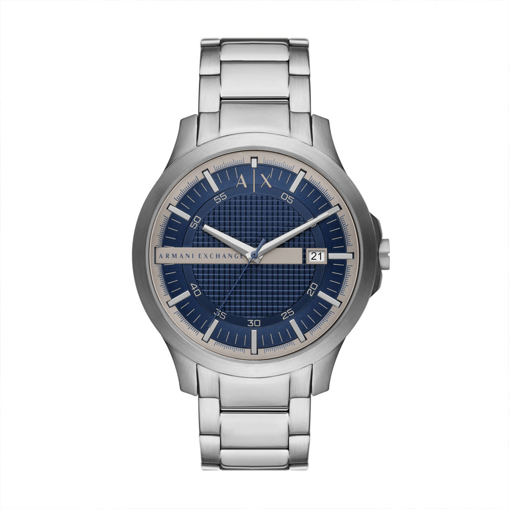 Armani Exchange Blue House Dial The Stainless Men\'s – Gunmetal Steel Multifunction Watch