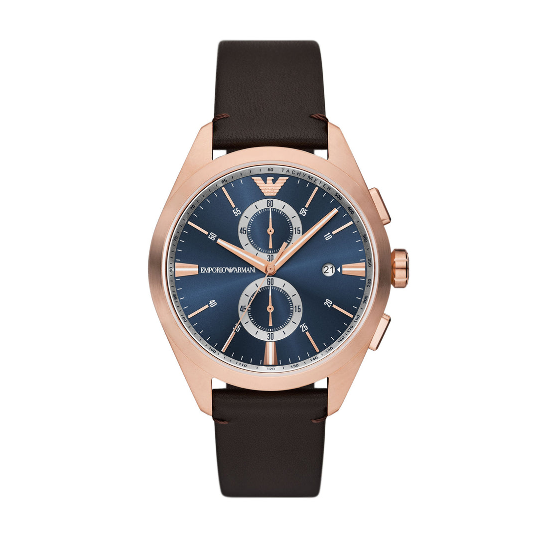 EMPORIO ARMANI CHRONOGRAPH BROWN LEATHER WATCH – The Watch House