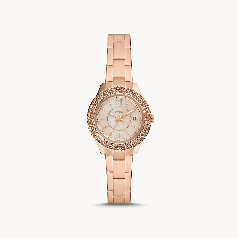 Fossil Stella Three-Hand Date Rose Gold-Tone Stainless Steel Watch – The  Watch House