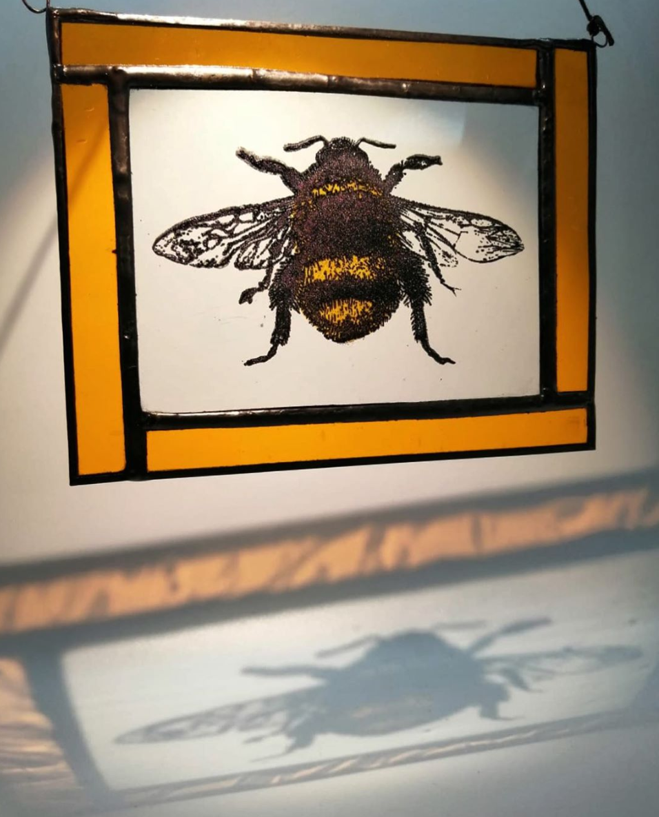 Bee stained glass piece by Alpha