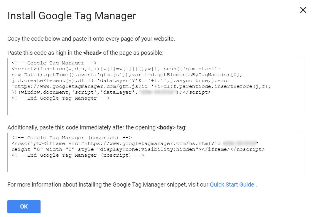 ejemplo de los codigos de google tag manager