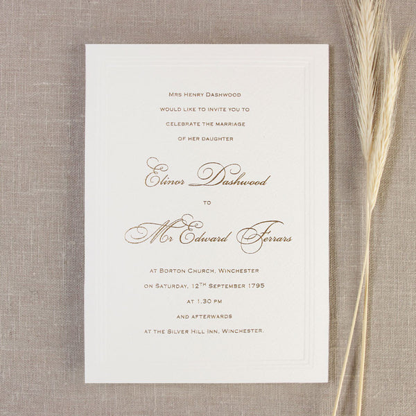 Simple Elegant Embossed Wedding Day Invitation With Raised Ink | Cartalia