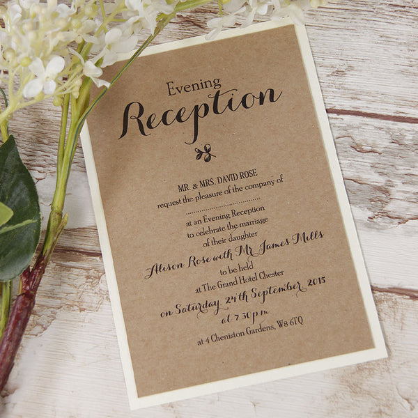 Delicate Flower Rustic Wedding Evening Invitation Cartalia