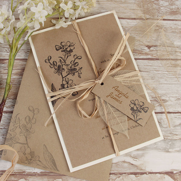 brown kraft paper wedding invitations