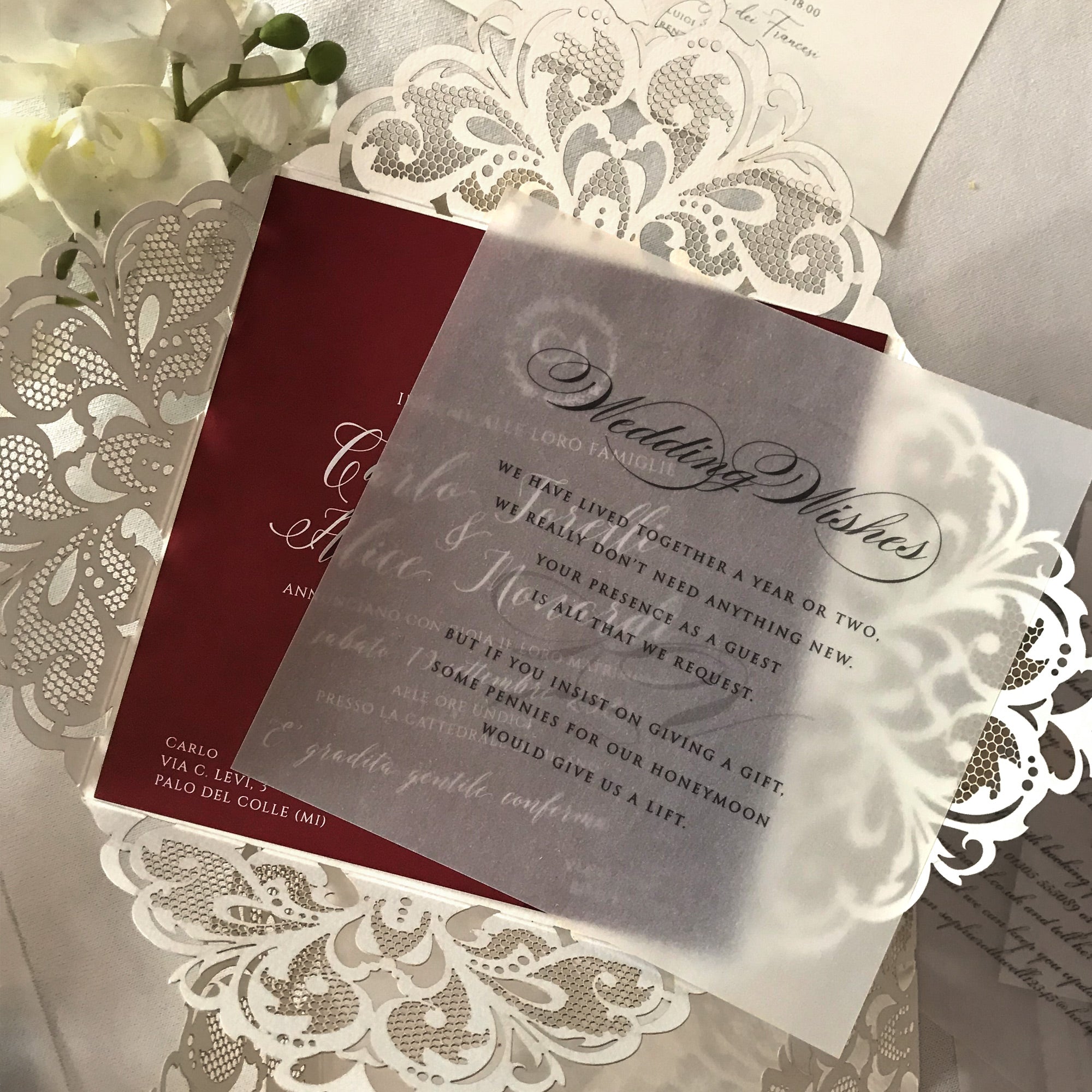 DIY Luxury Kit for Laser Cut Wedding Invitation with Vellum Band and W