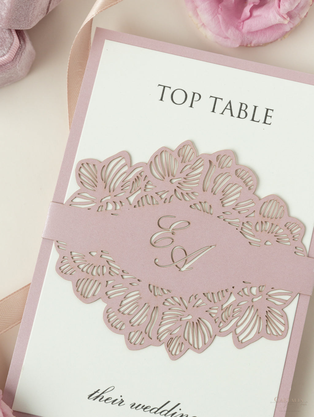 Romantic Place Cards With Laser Cut Flowers