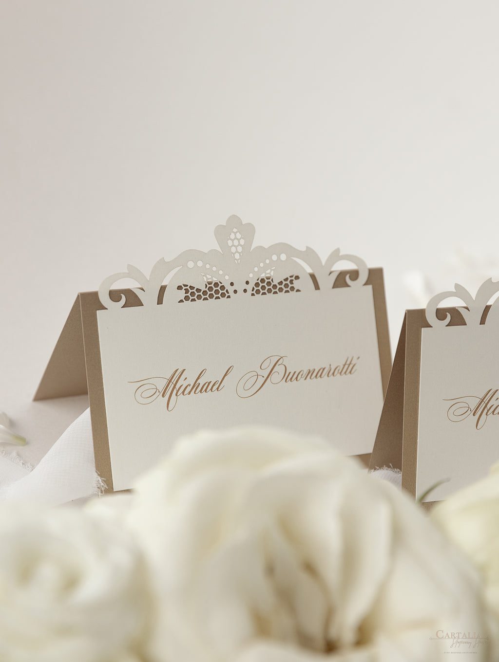 Romantic Place Cards With Laser Cut Flowers