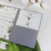 Greenery and Grey Pocket Fold Suite with Belly Band - Wedding Invitation and 3 inserts and Monogramed Envelope Liner