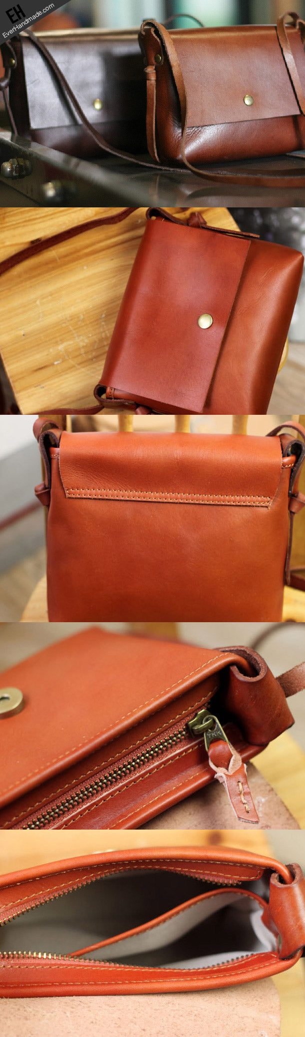Handmade rustic leather Satchel School crossbody Shoulder Bag for wome