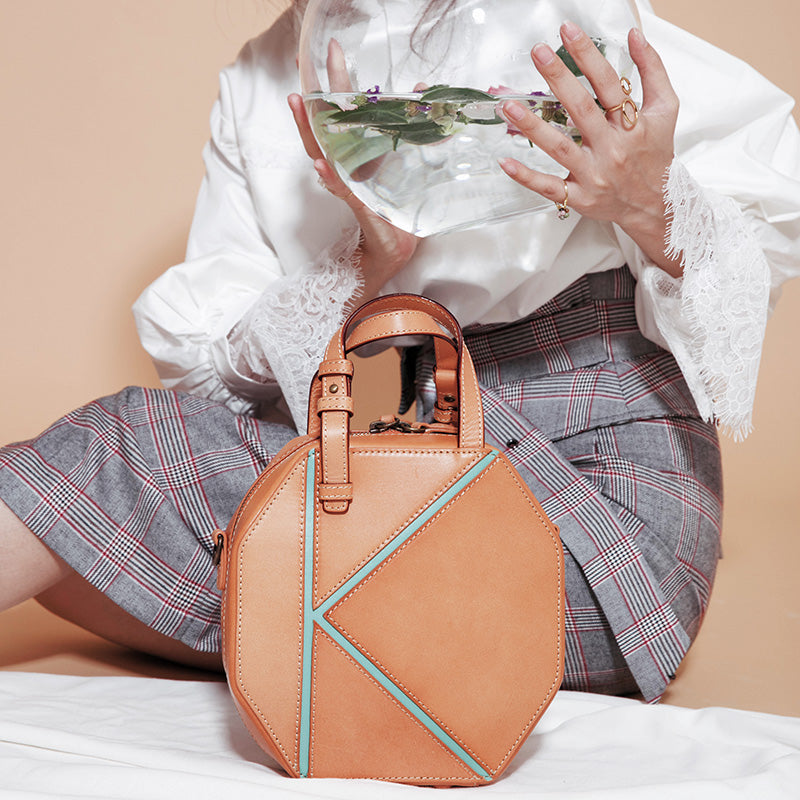 Women Leather Round Handbag